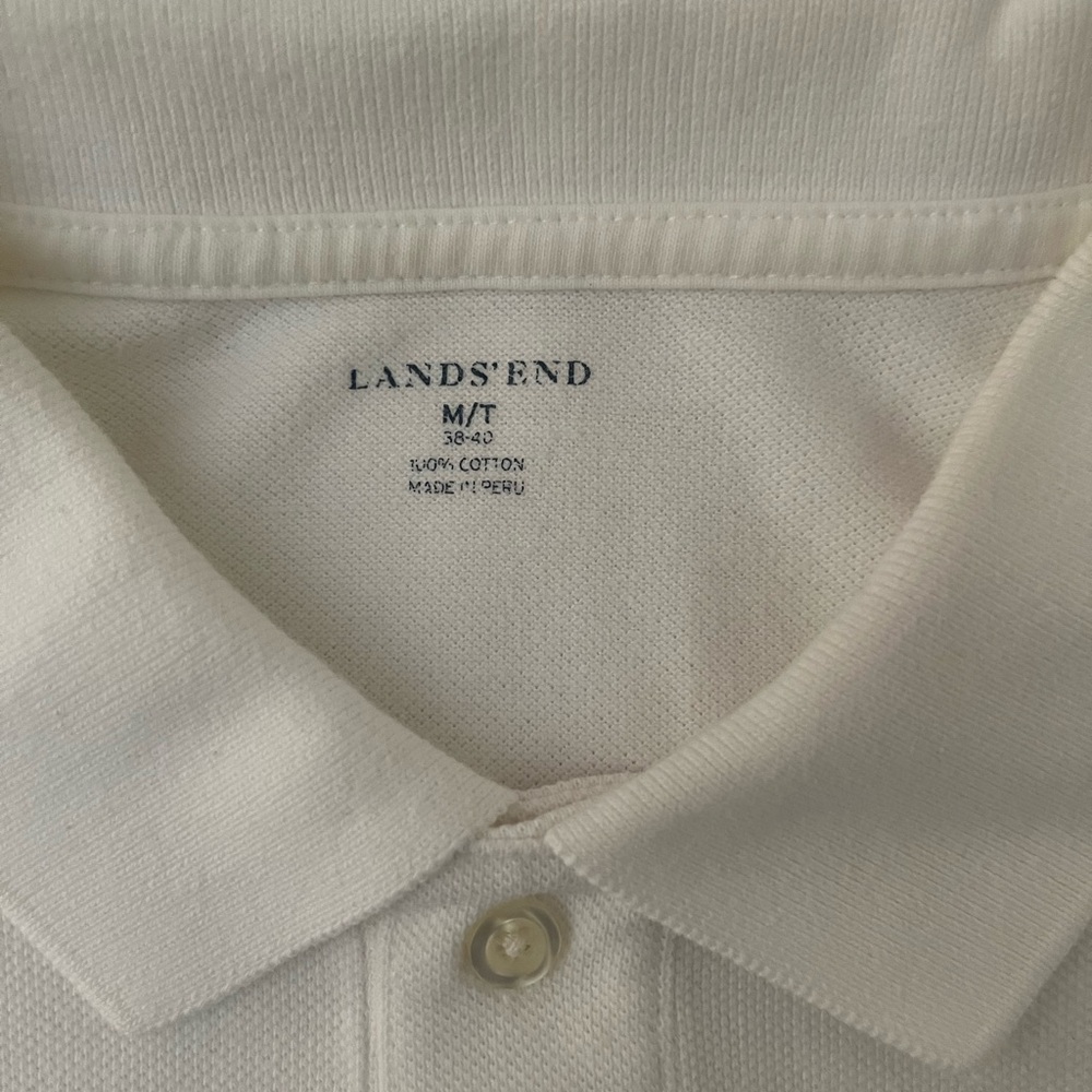 2 Lands' End Men's White Polo Shirts